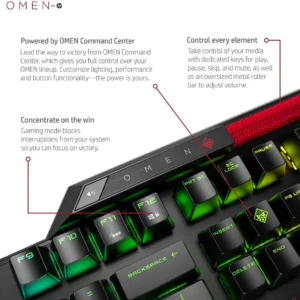 Omen by HP Sequencer RGB Mechanical Optical Gaming Keyboard 10X Faster Blue Switch Volume Roller Bar Anti Ghosting - image 3